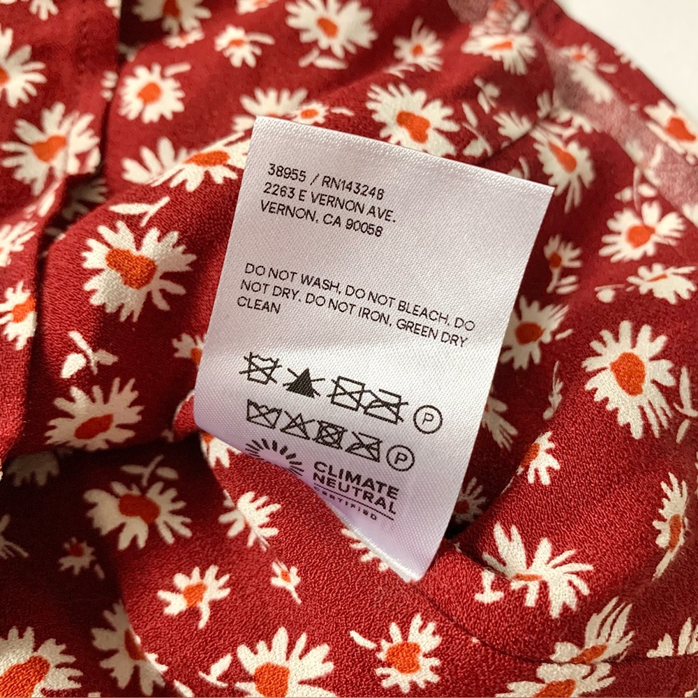 Reformation Meriah Peasant Top in Red Cary Floral Cottagecore sz 2 - Picture 14 of 16